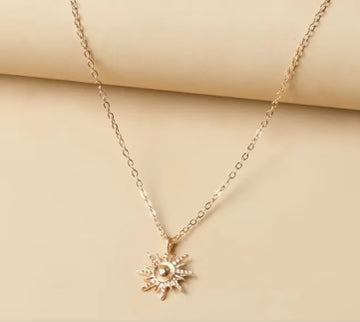 sun charm necklace 18k gold plated stainless steal