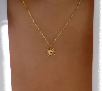 sun charm necklace 18k gold plated stainless steal